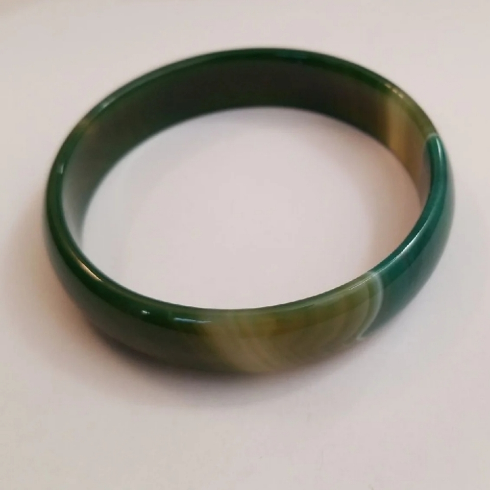 Solid Agate Bangle Bracelet Green - image 2
